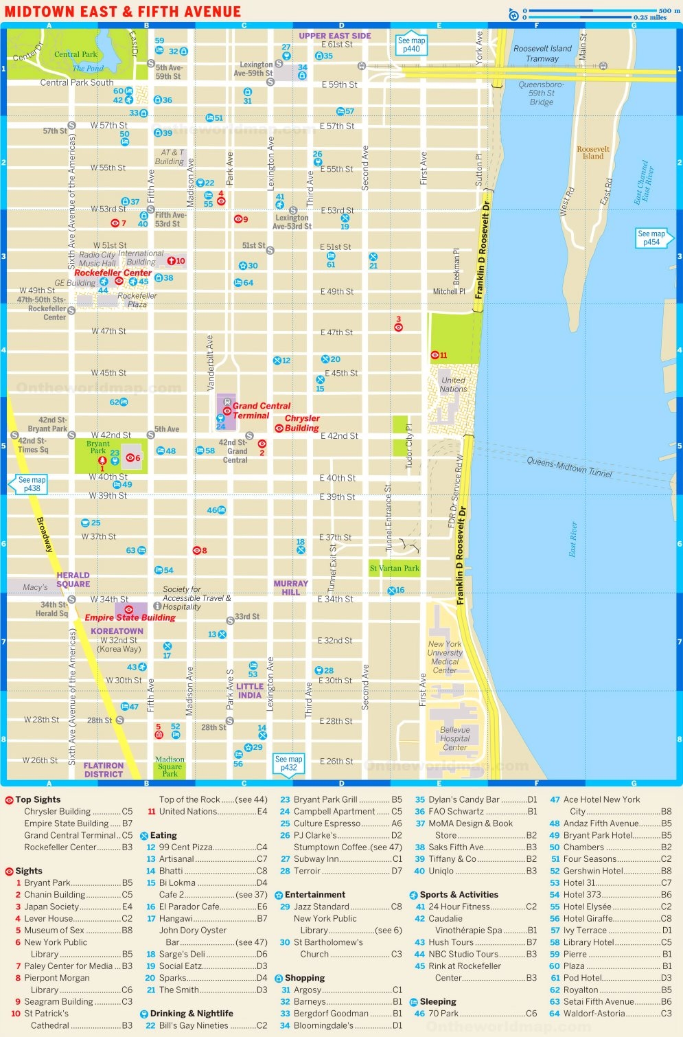 Map Of Midtown East And Fifth Avenue Ontheworldmap