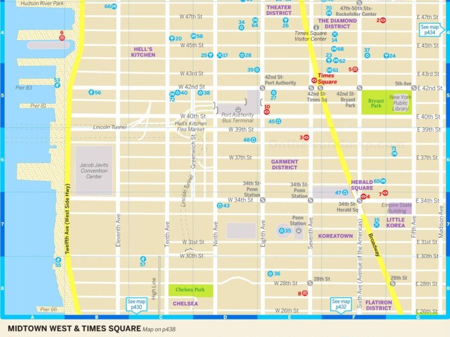 Map Of Midtown West And Times Square Ontheworldmap
