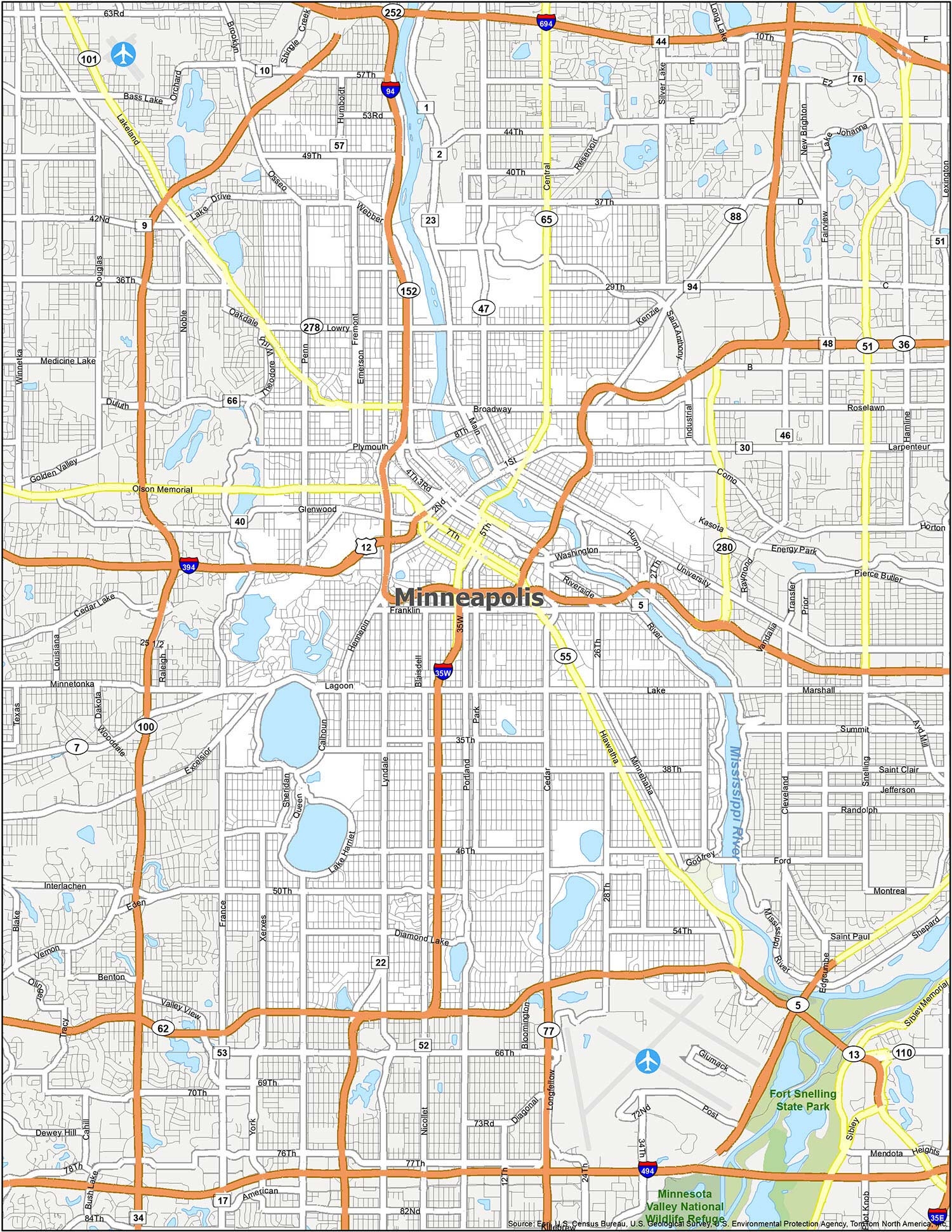 Map Of Minneapolis Minnesota GIS Geography