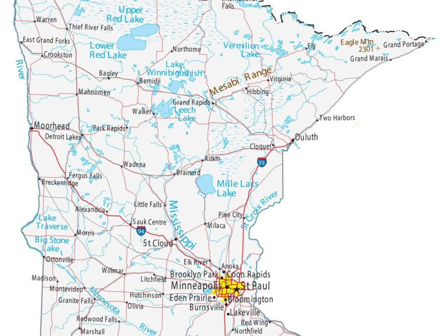 Map Of Minnesota Cities And Roads GIS Geography