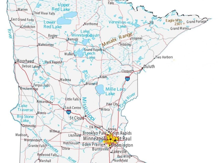 Map Of Minnesota Cities And Roads GIS Geography