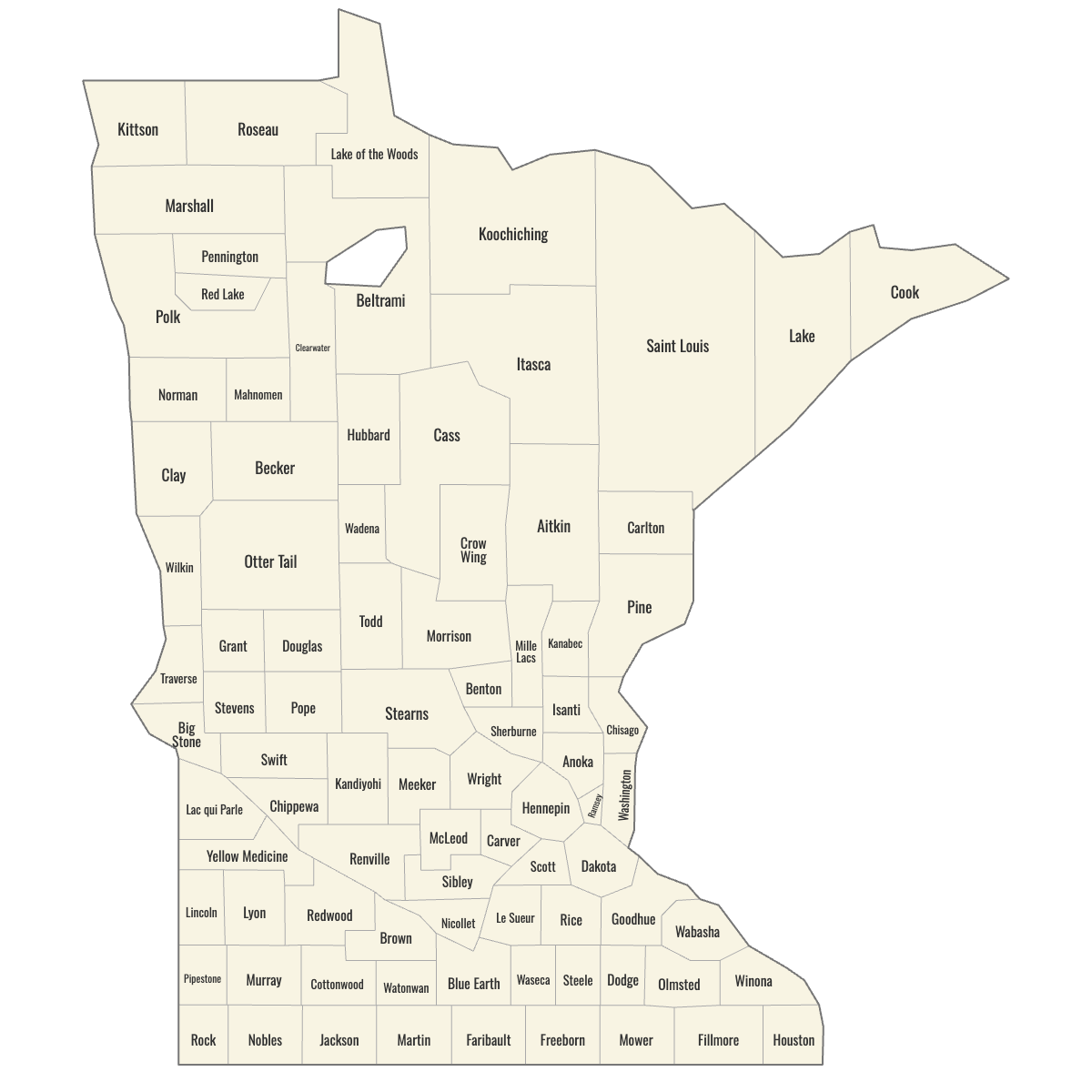 Printable County Maps For Minnesota