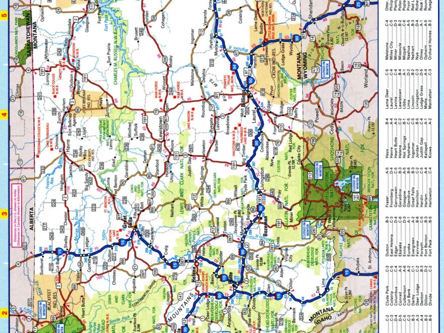 Map Of Montana Roads And Highways Free Printable Road Map Of Montana