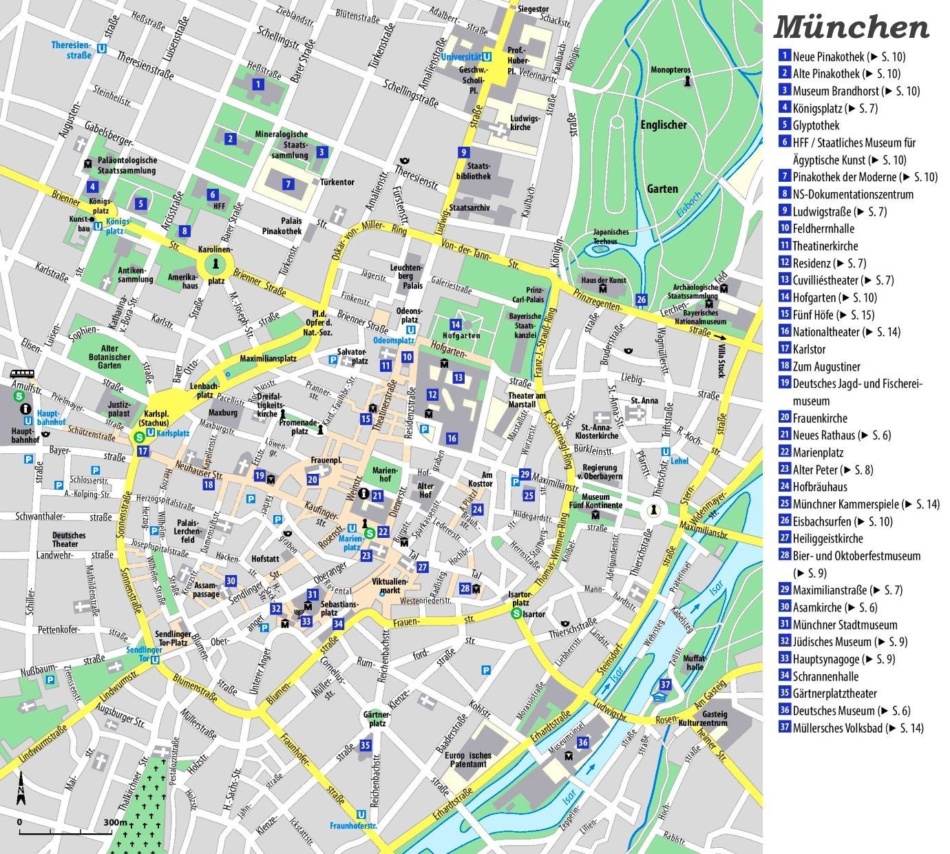 Map Of Munich Tourist Attractions And Monuments Of Munich
