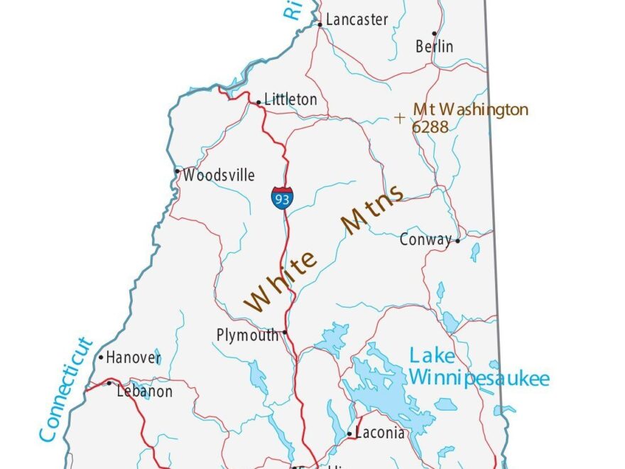 Map Of New Hampshire Cities And Roads GIS Geography