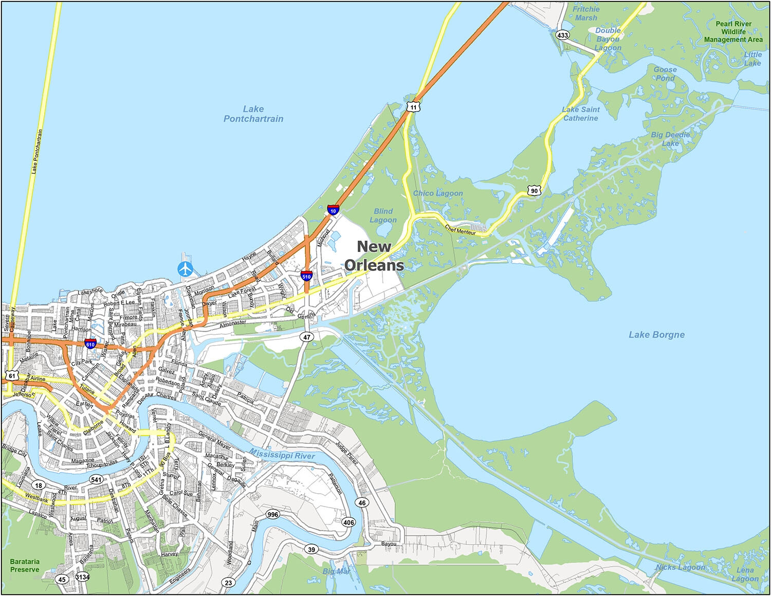Free Printables New Orleans City Map Printable