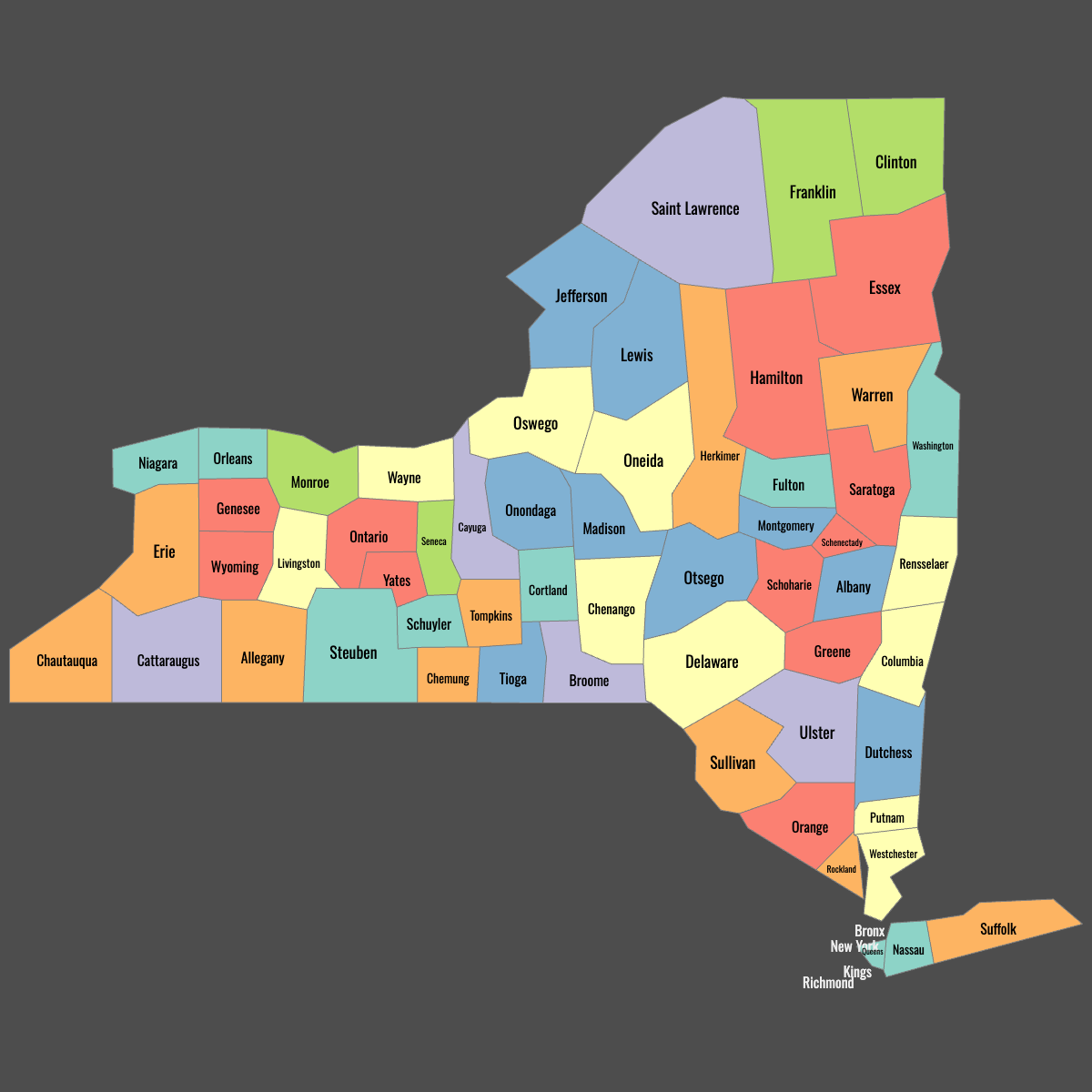 Map Of New York Counties Ultimaps