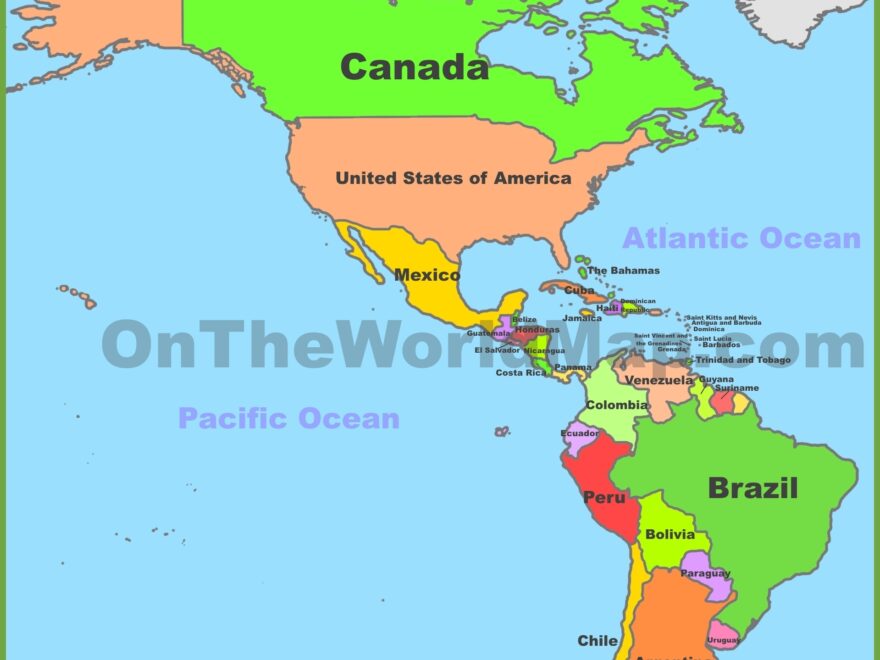 Map Of North And South America Ontheworldmap