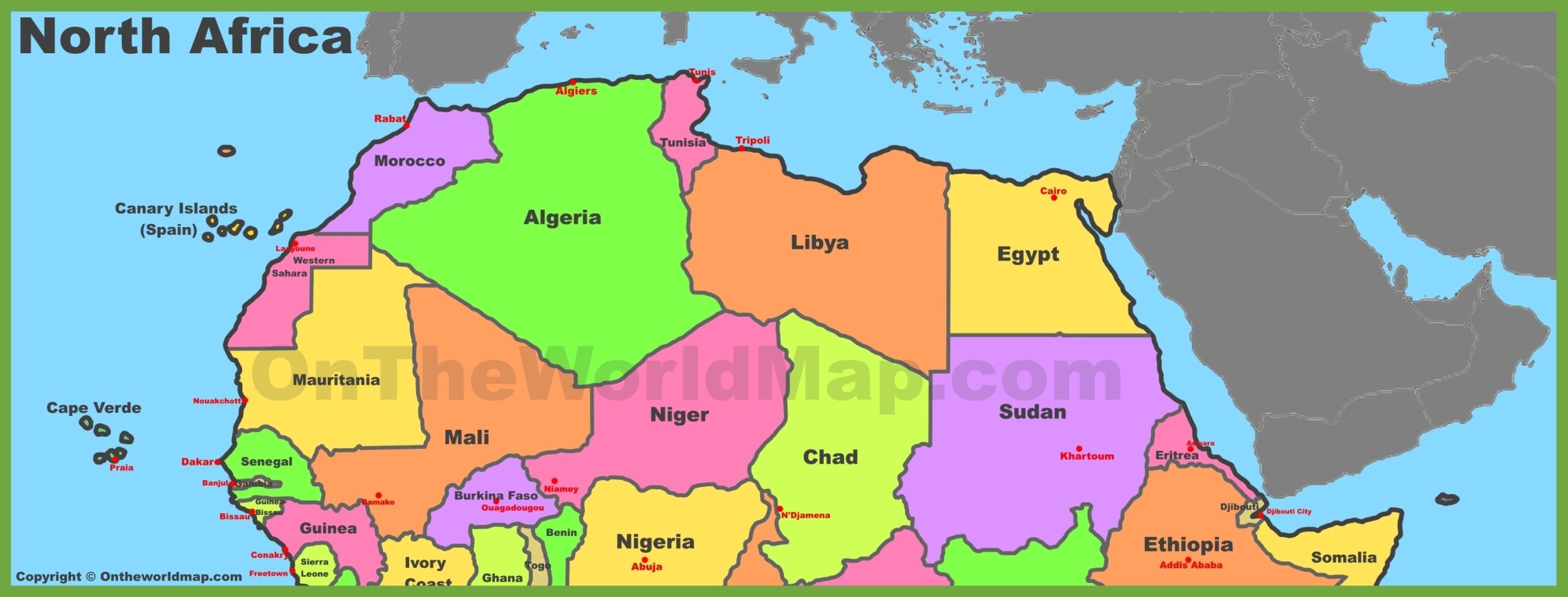 Printable Map Of North Africa