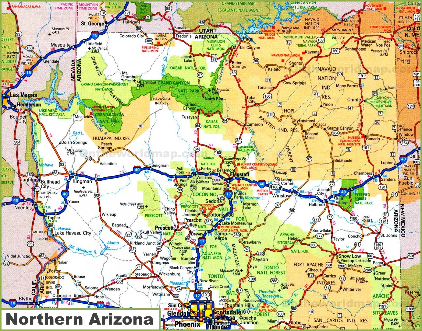 Free Printable Arizona State Map