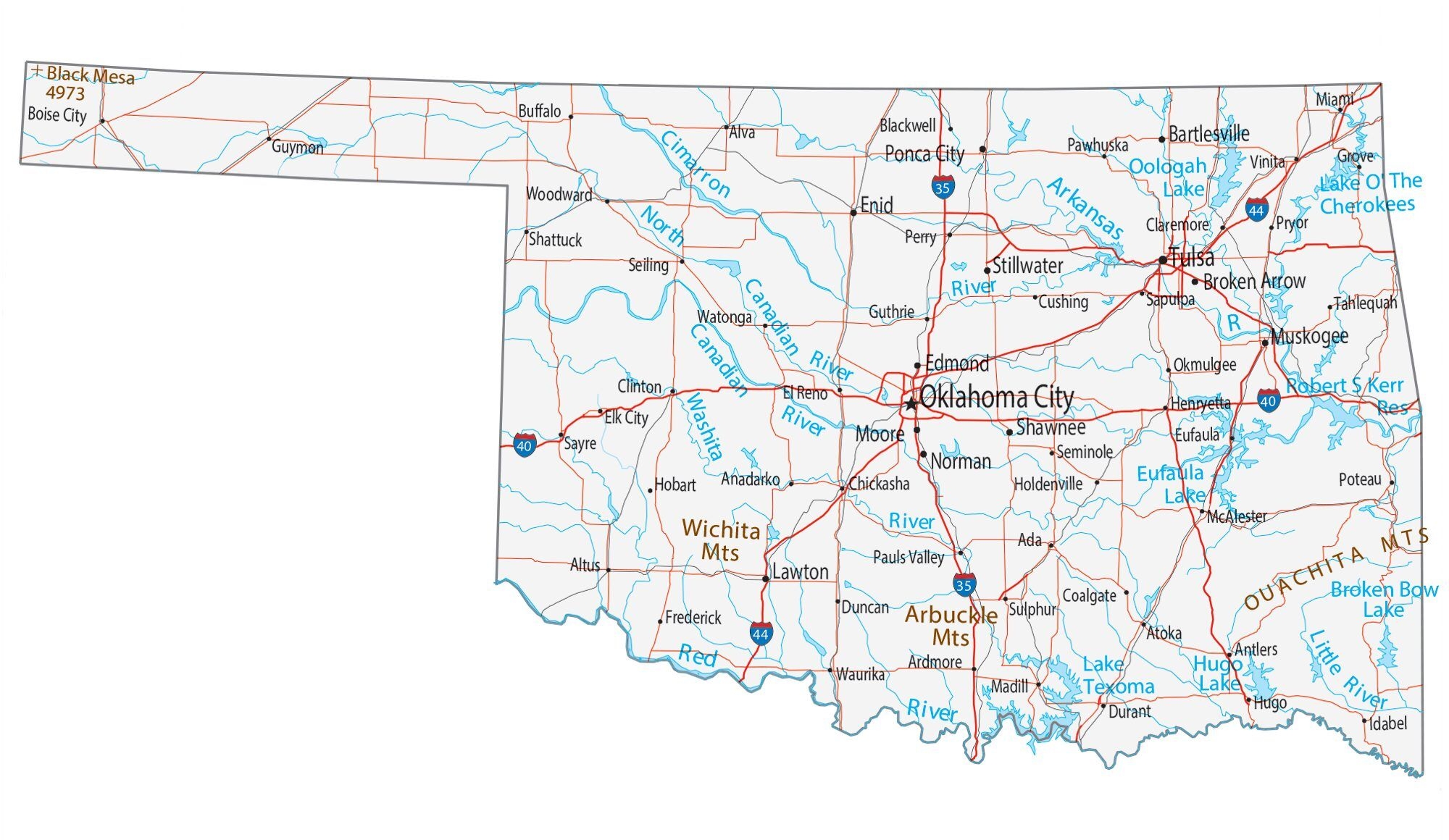Free Printable Map Of Oklahoma