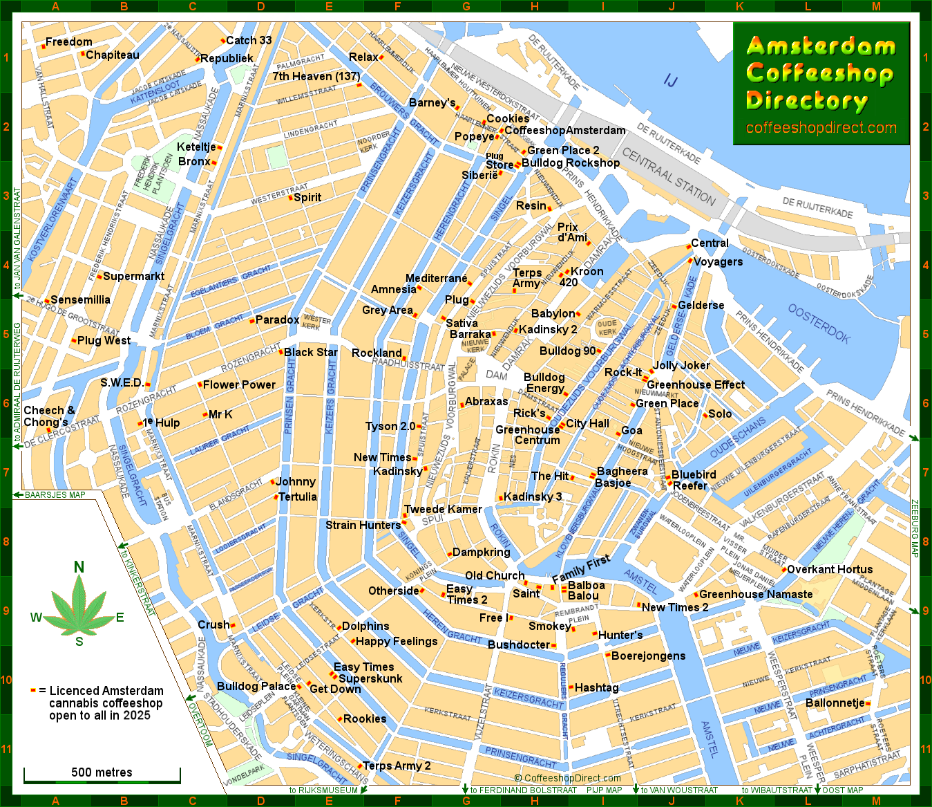 Map Of Open Amsterdam Coffeeshops 2025 ACD
