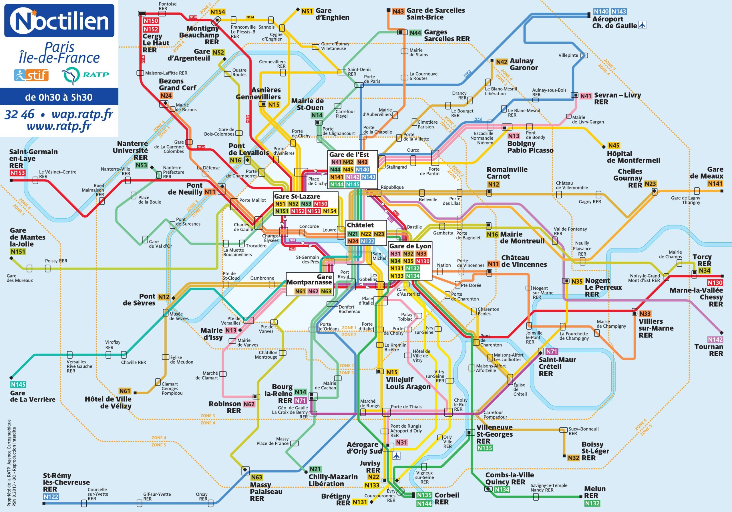 Map Of Paris Bus Noctilien Stations Lines
