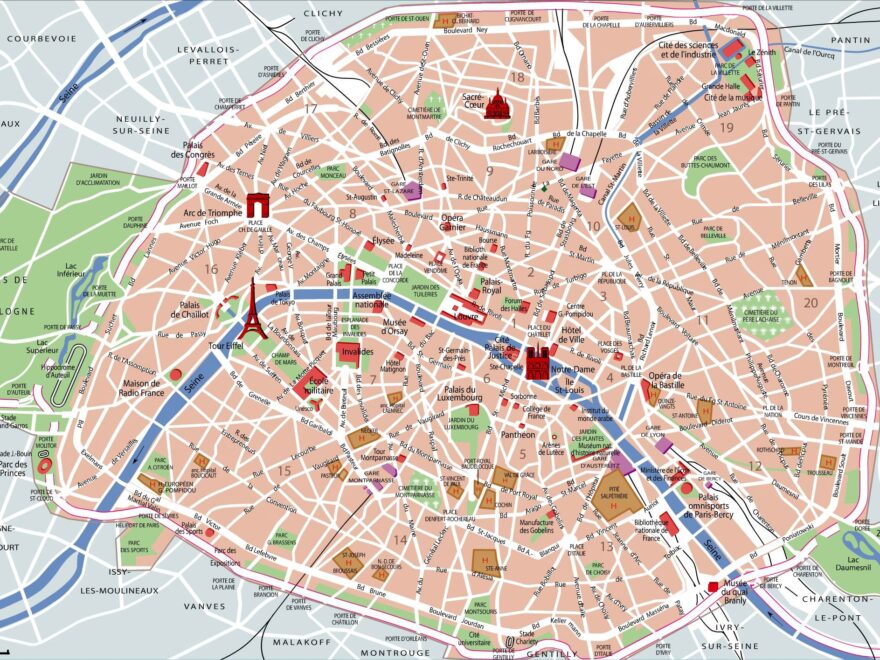 Map Of Paris Tourist Attractions Sightseeing Tourist Tour