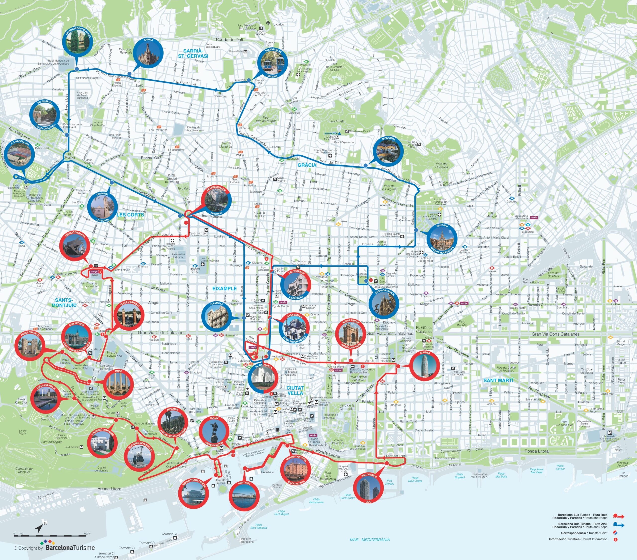 Printable Tourist Map Of Barcelona Spain
