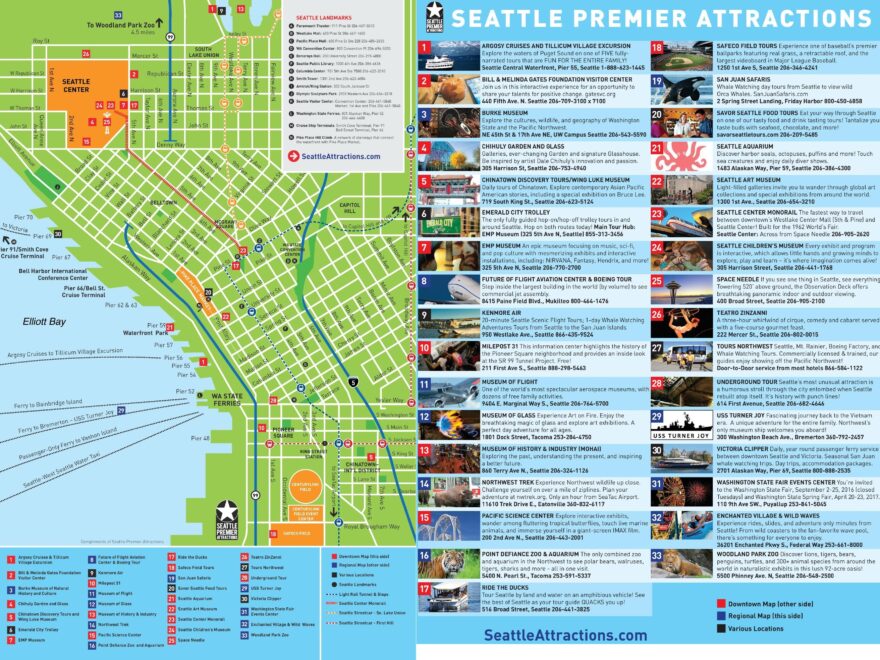 Map Of Seattle Tourist Attractions And Monuments Of Seattle
