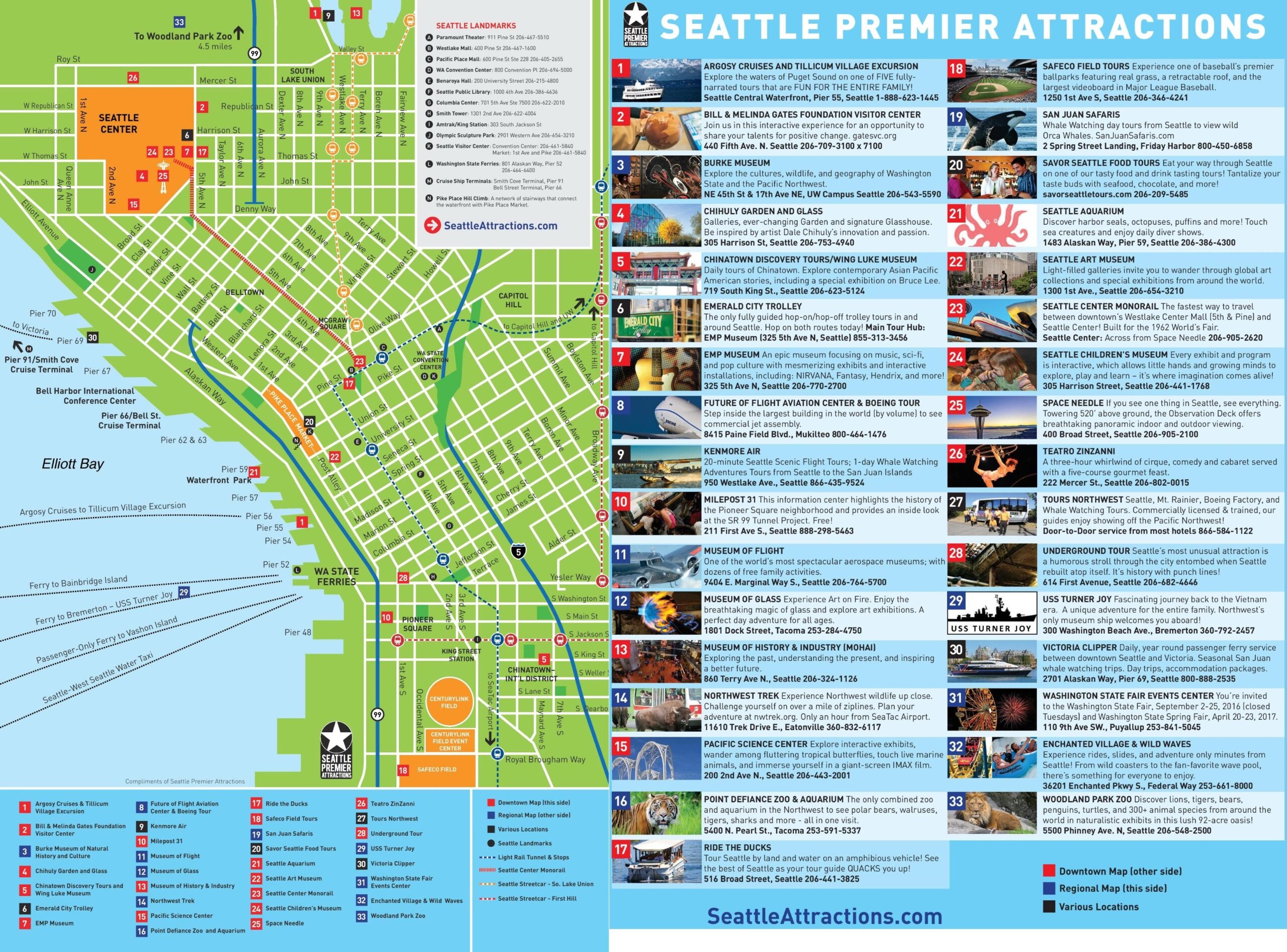 Map Of Seattle Tourist Attractions And Monuments Of Seattle Map Of Seattle Tourist Attractions And Monuments Of Seattle