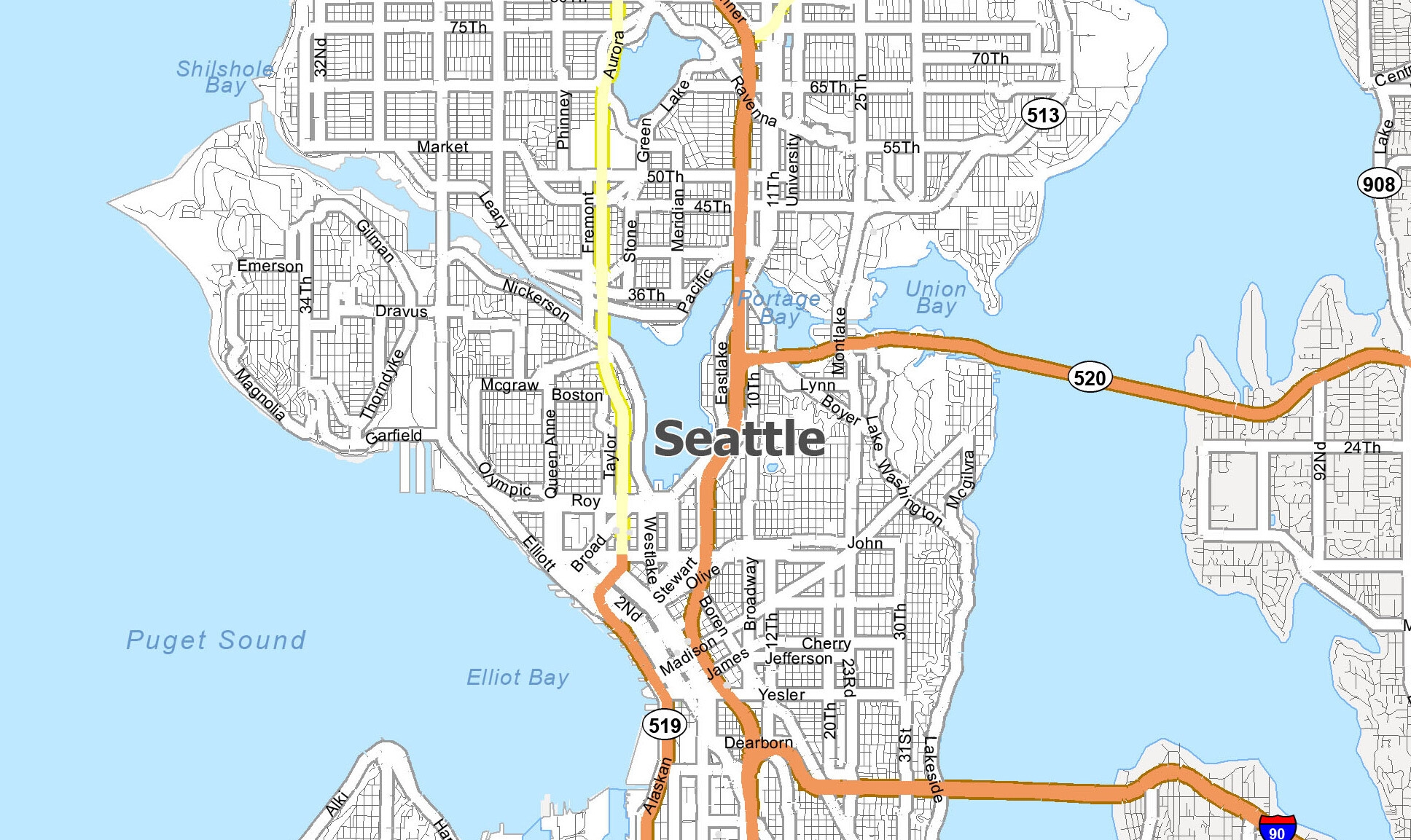 Map Of Seattle Washington GIS Geography
