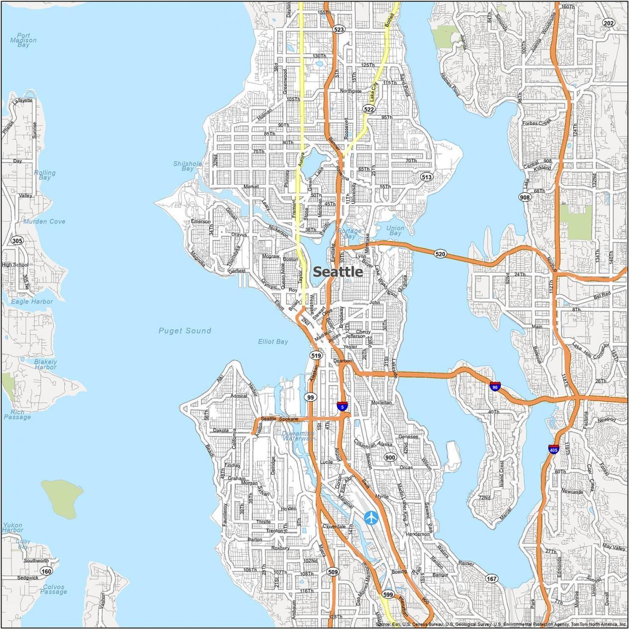 Map Of Seattle Washington GIS Geography