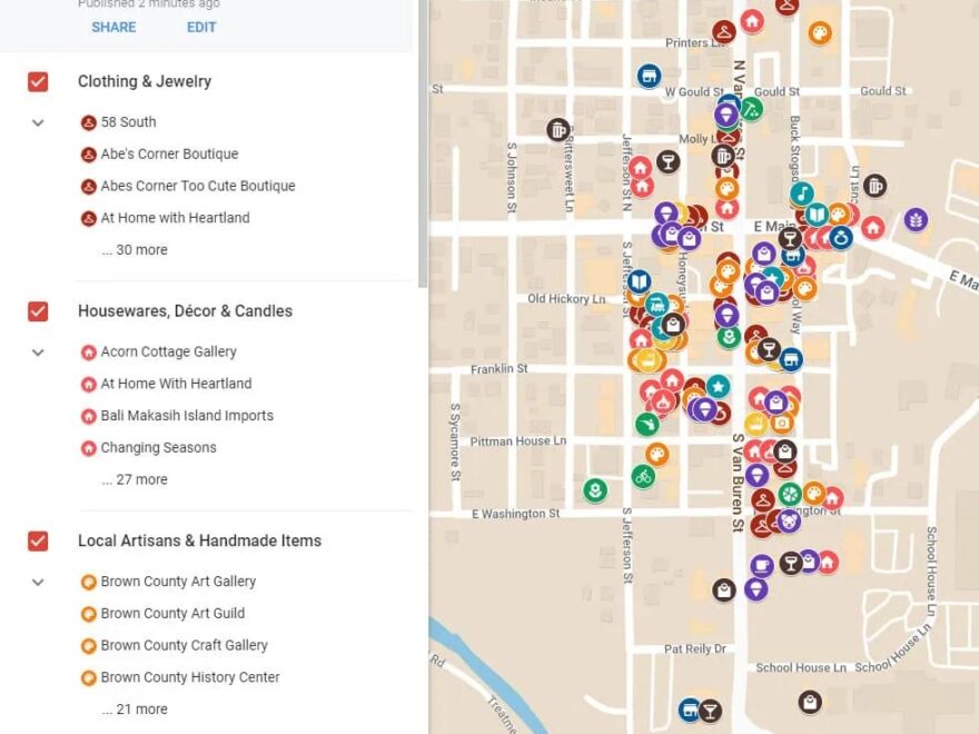 Map Of Shops In Nashville Indiana