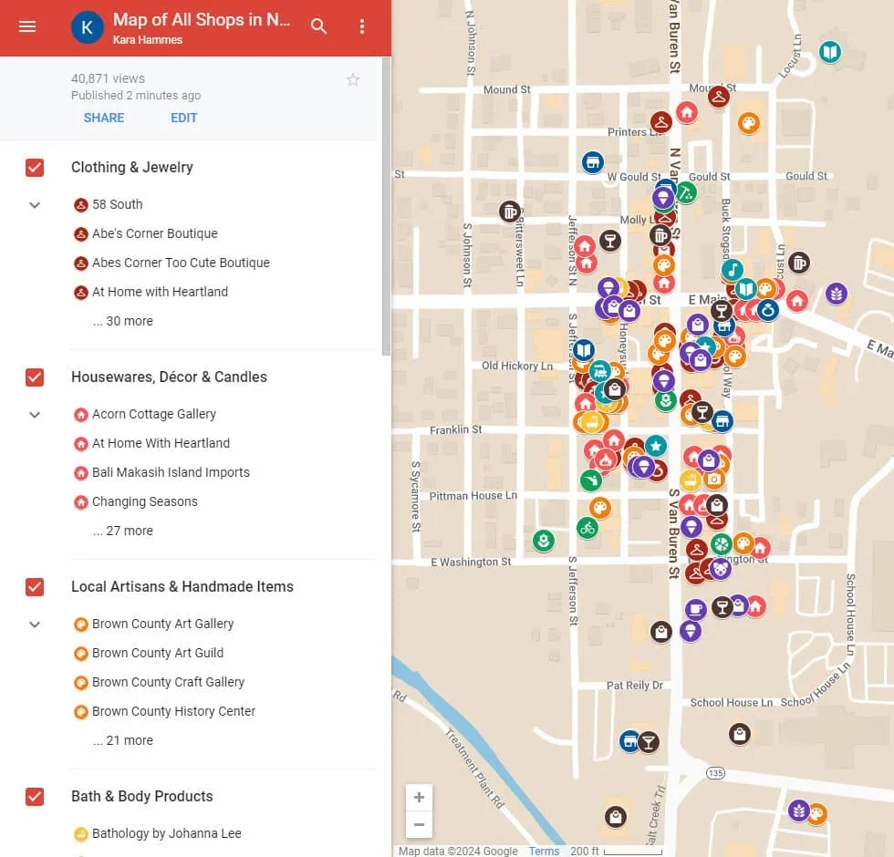 Map Of Shops In Nashville Indiana