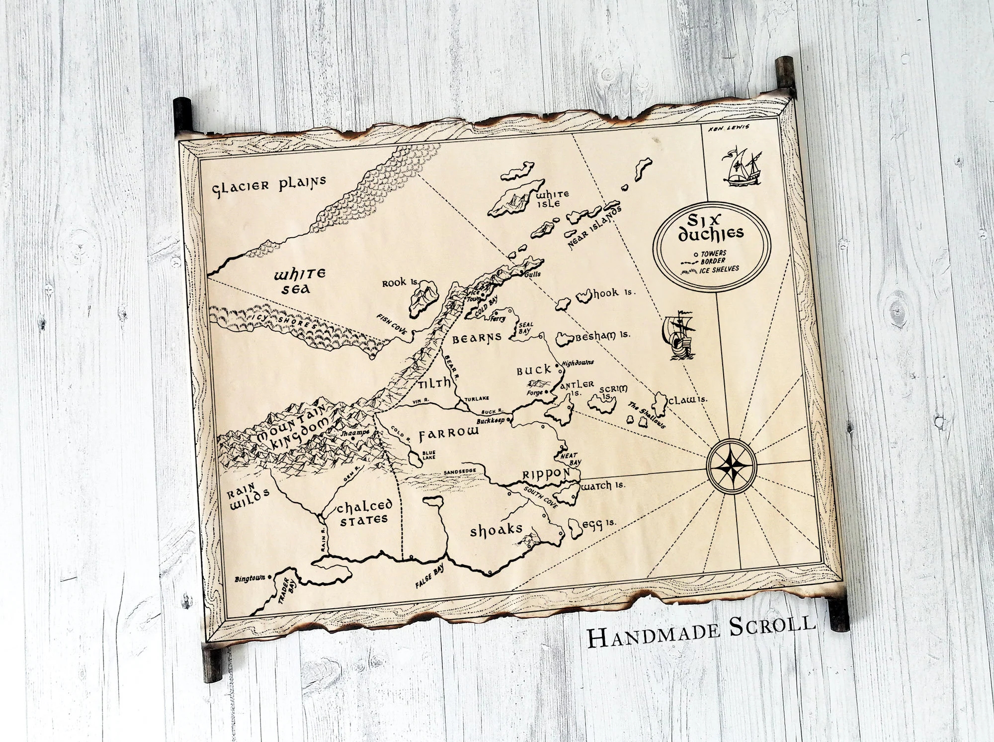 Map Of Six Duchies The Realm Of The Elderlings Map On Handmade Scroll Robin Hobb s The Farseer Trilogy Map Liveship Traders Trilogy Map Etsy