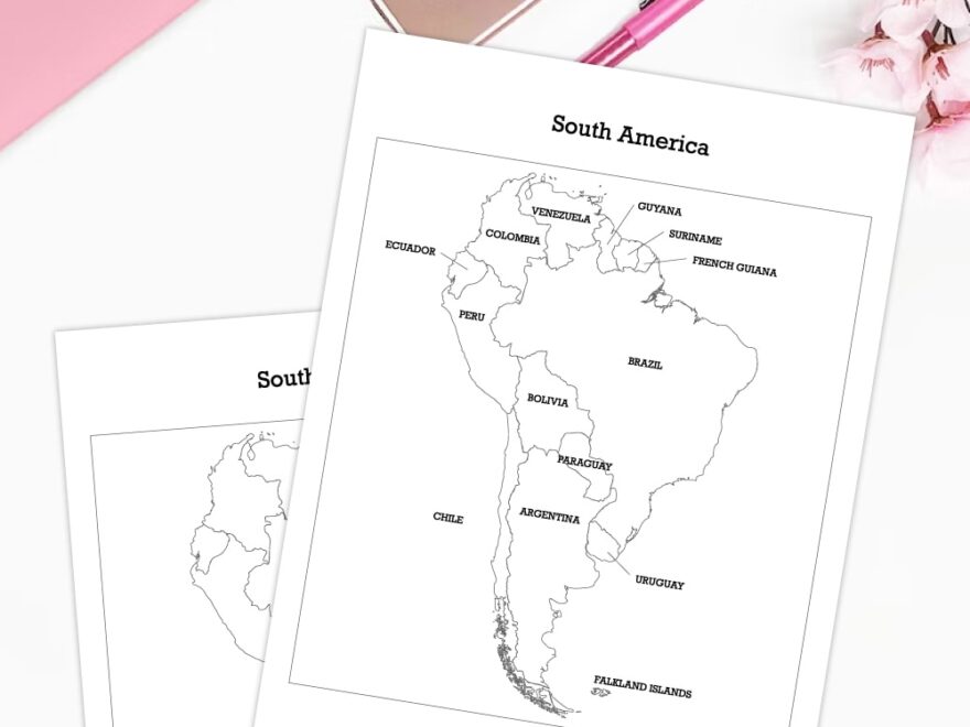 Map Of South America Free Printable Messy Momma Crafts