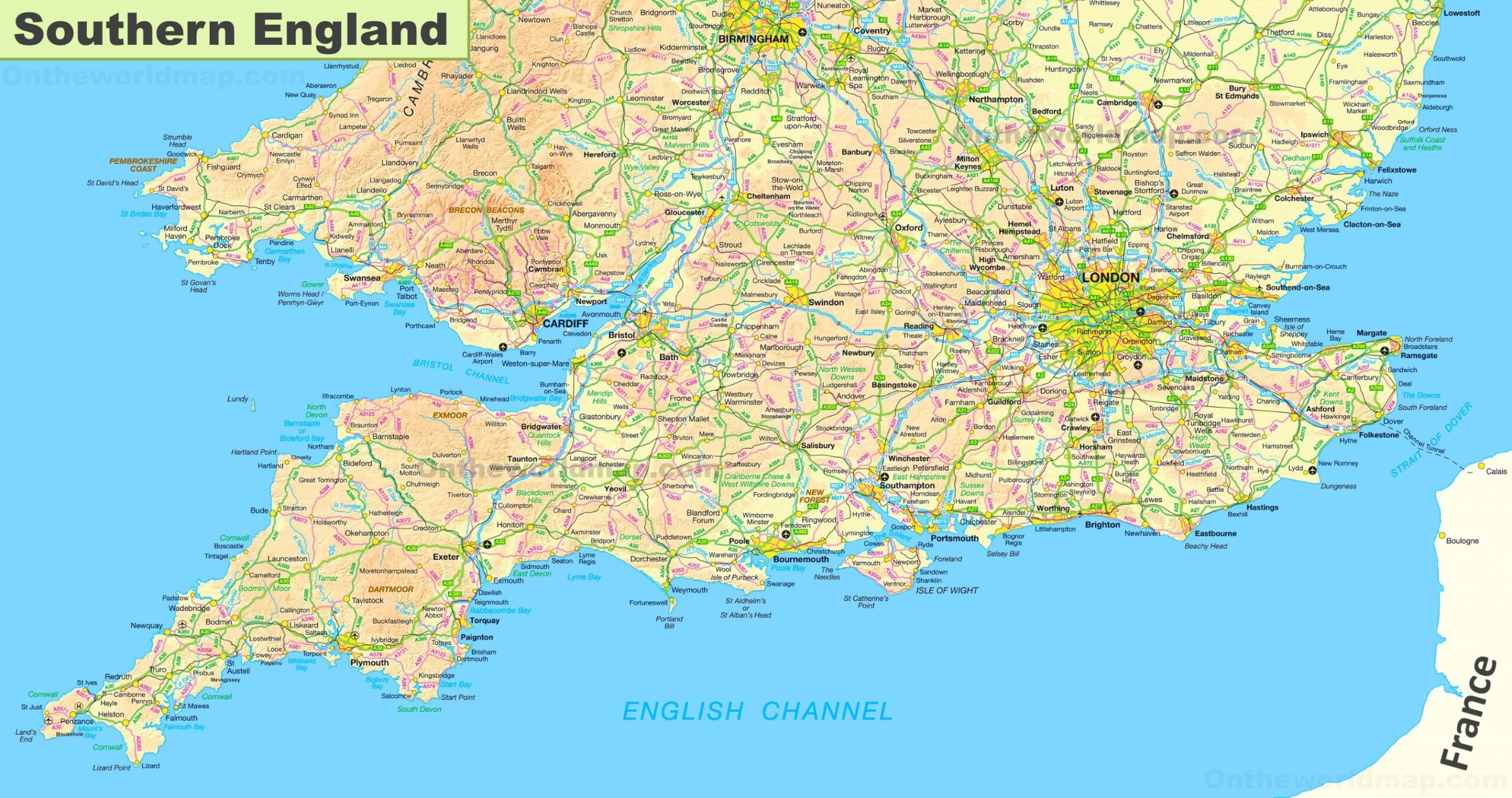 Map Of Southern England Ontheworldmap