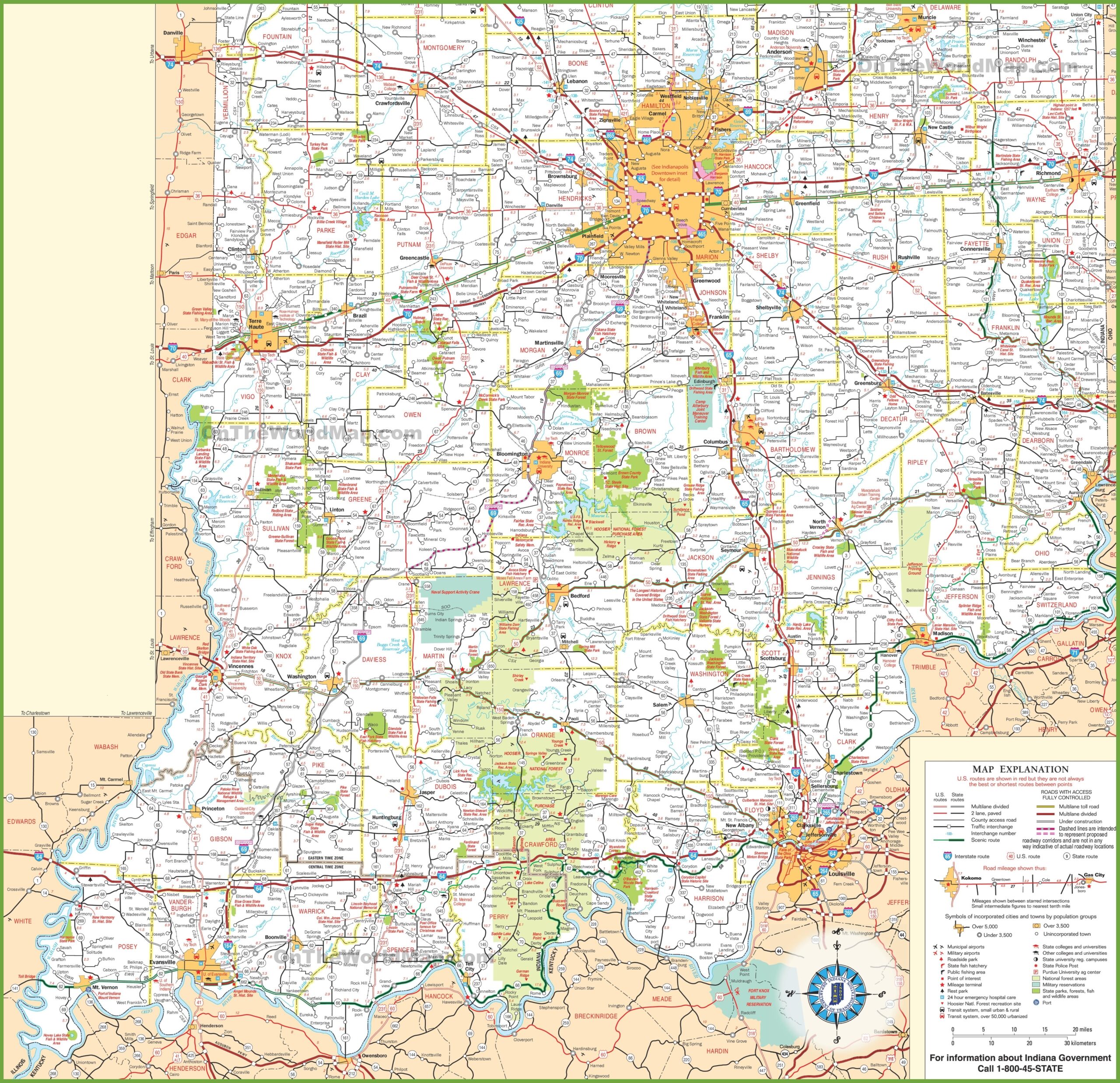 Printable Stata E Of Indiana Map