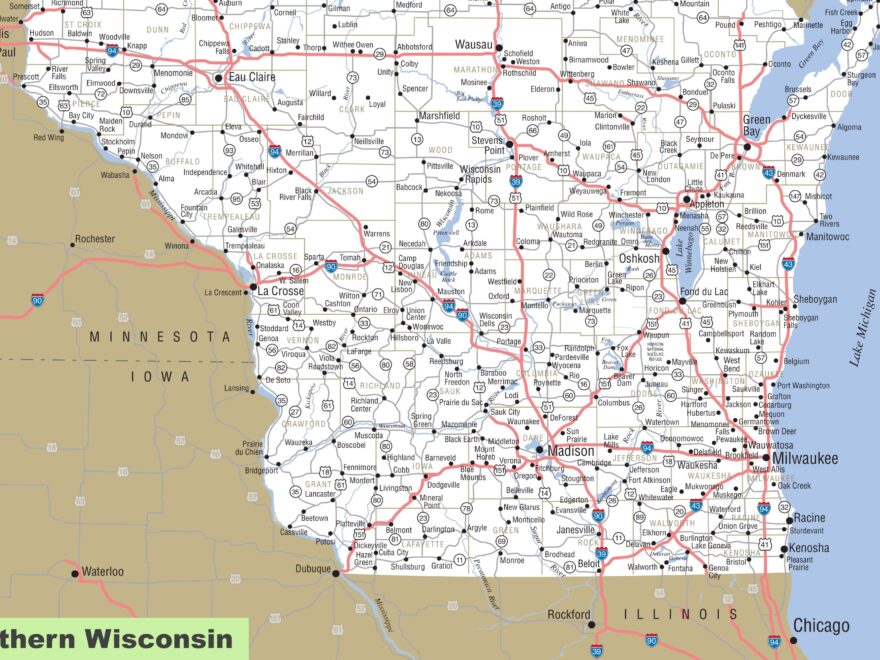 Map Of Southern Wisconsin Ontheworldmap