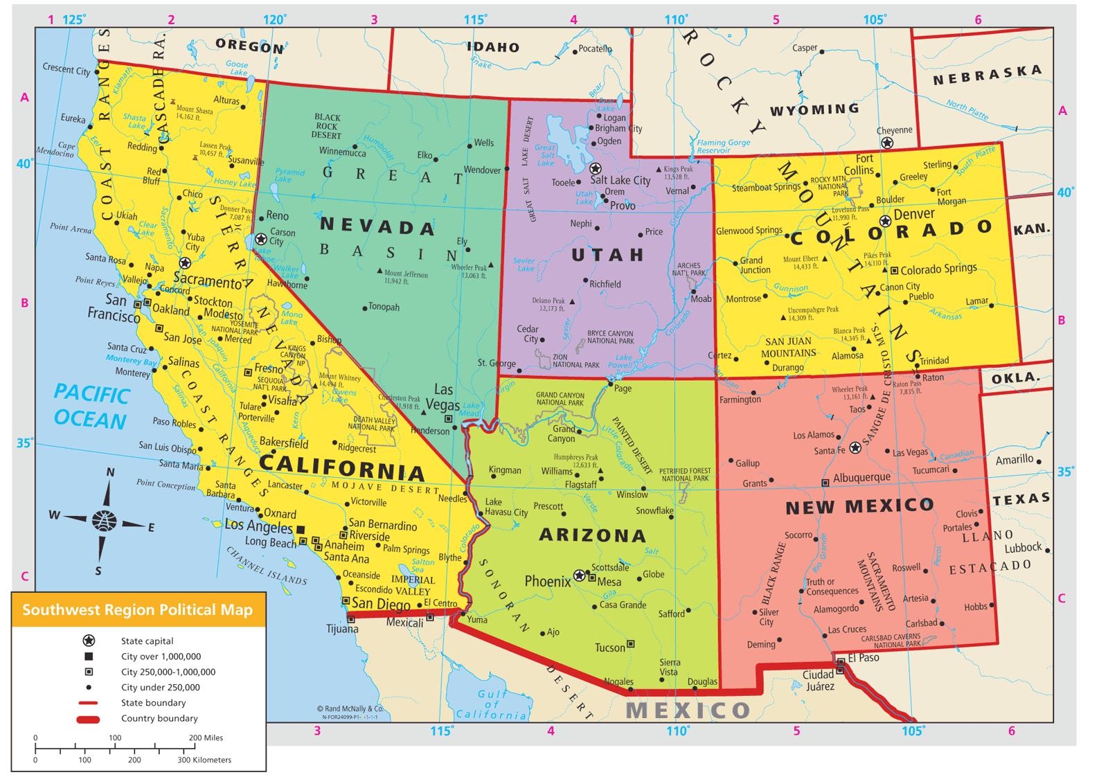 Map Of Southwest USA Map Southwest USA Northern America Americas 