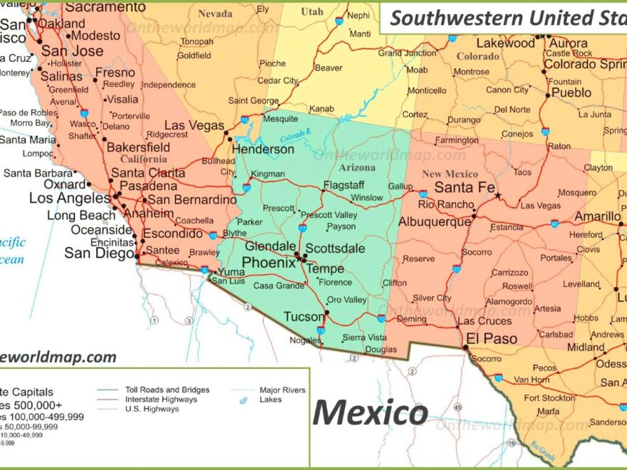 Map Of Southwestern United States Ontheworldmap