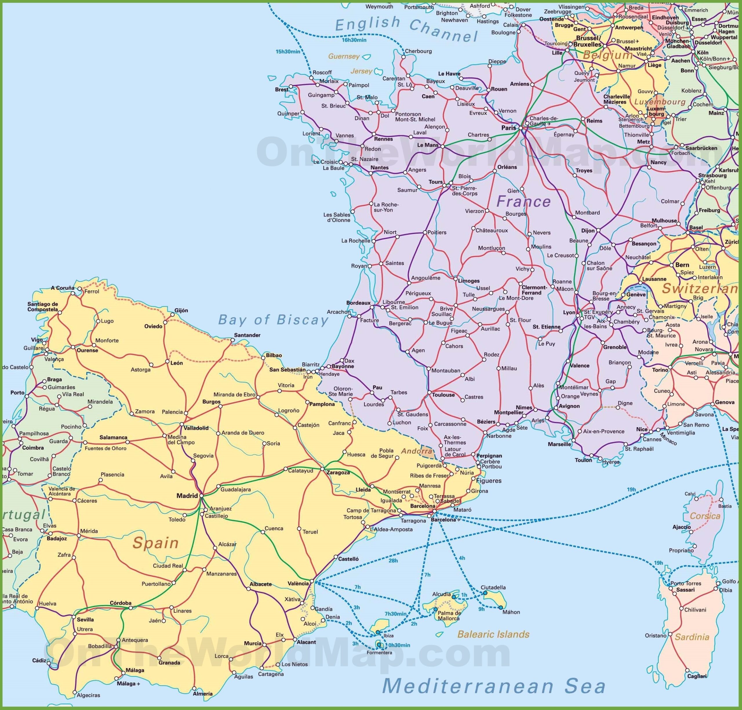 Map Of Spain And France Ontheworldmap
