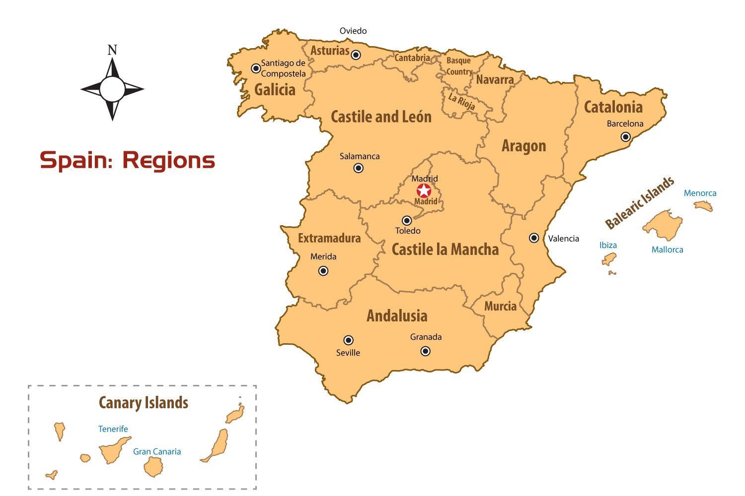 Map Of Spain Regions Political And State Map Of Spain