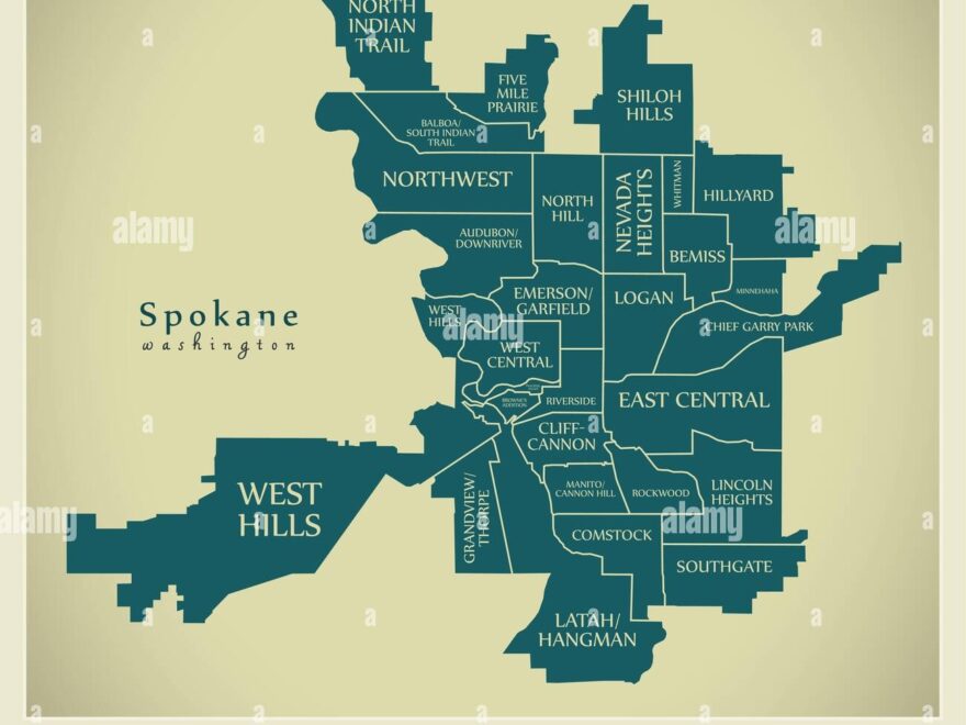 Map Of Spokane Washington Hi res Stock Photography And Images Alamy