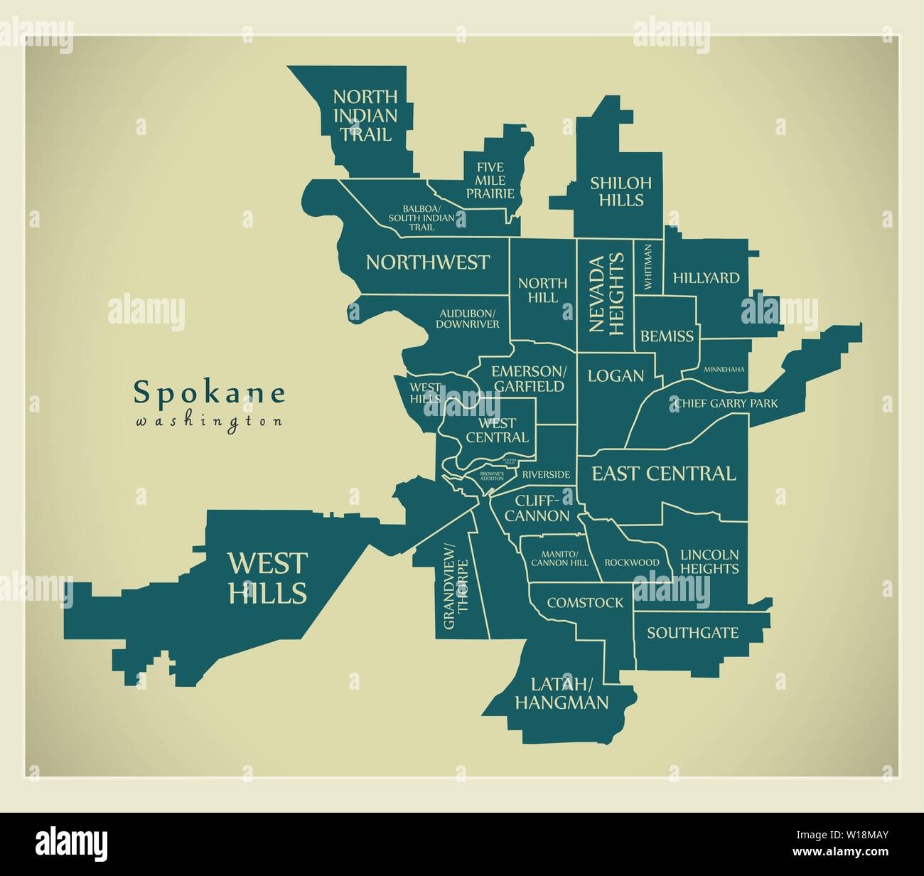 Map Of Spokane Washington Hi res Stock Photography And Images Alamy