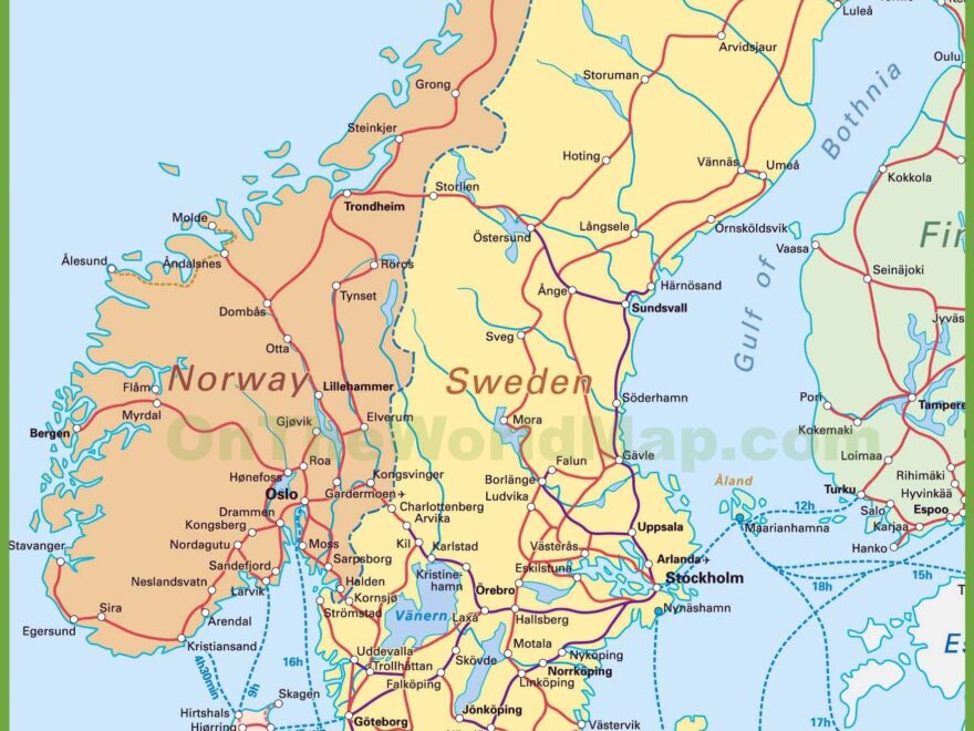 Map Of Sweden Norway And Denmark Ontheworldmap