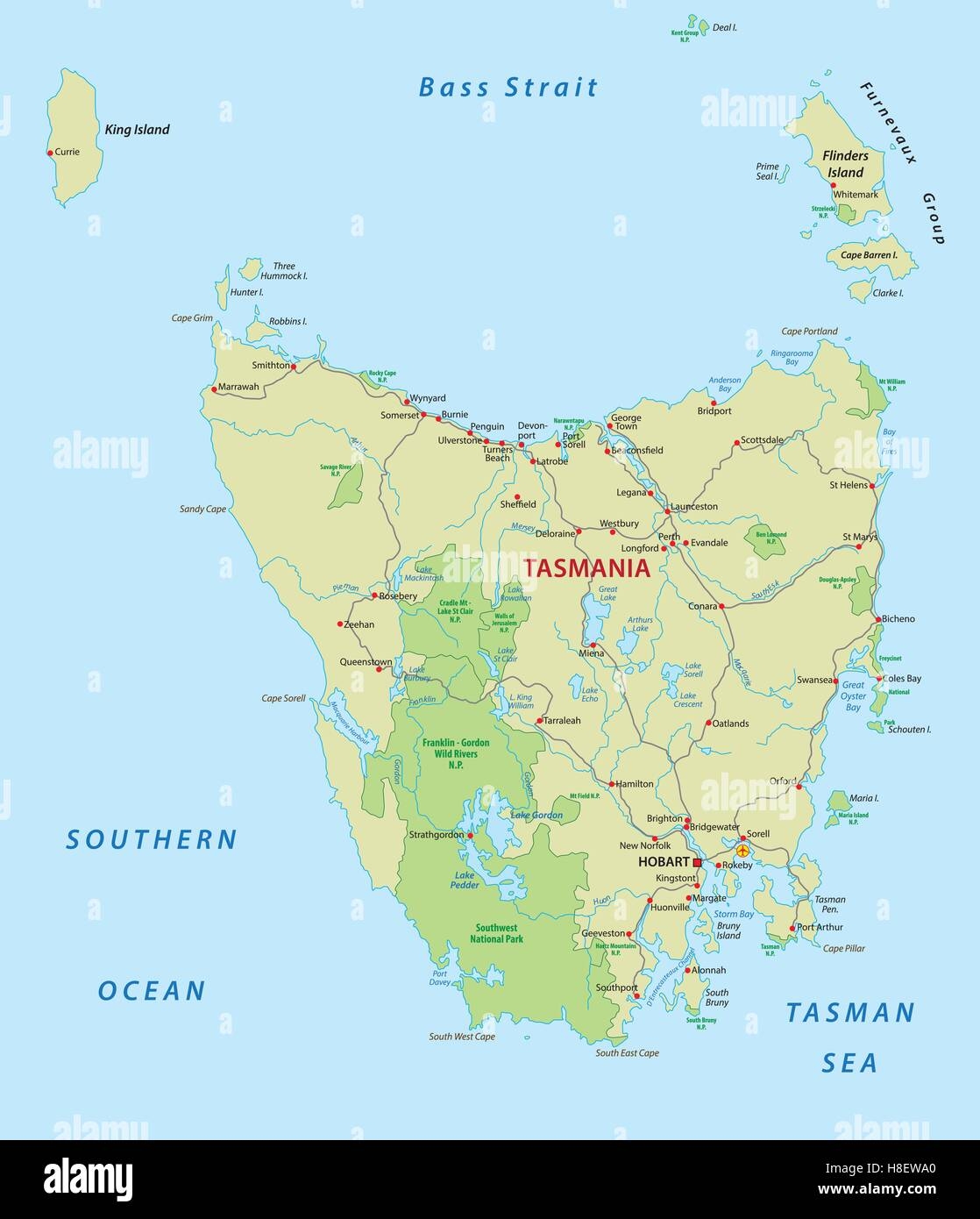 Map Of Tasmania Hi res Stock Photography And Images Alamy