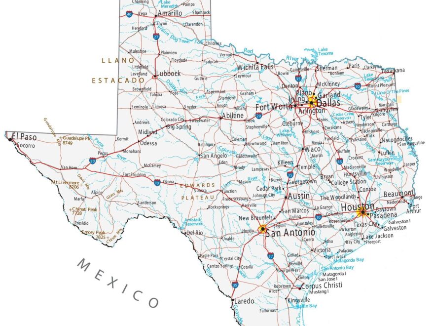 Map Of Texas Cities And Roads GIS Geography