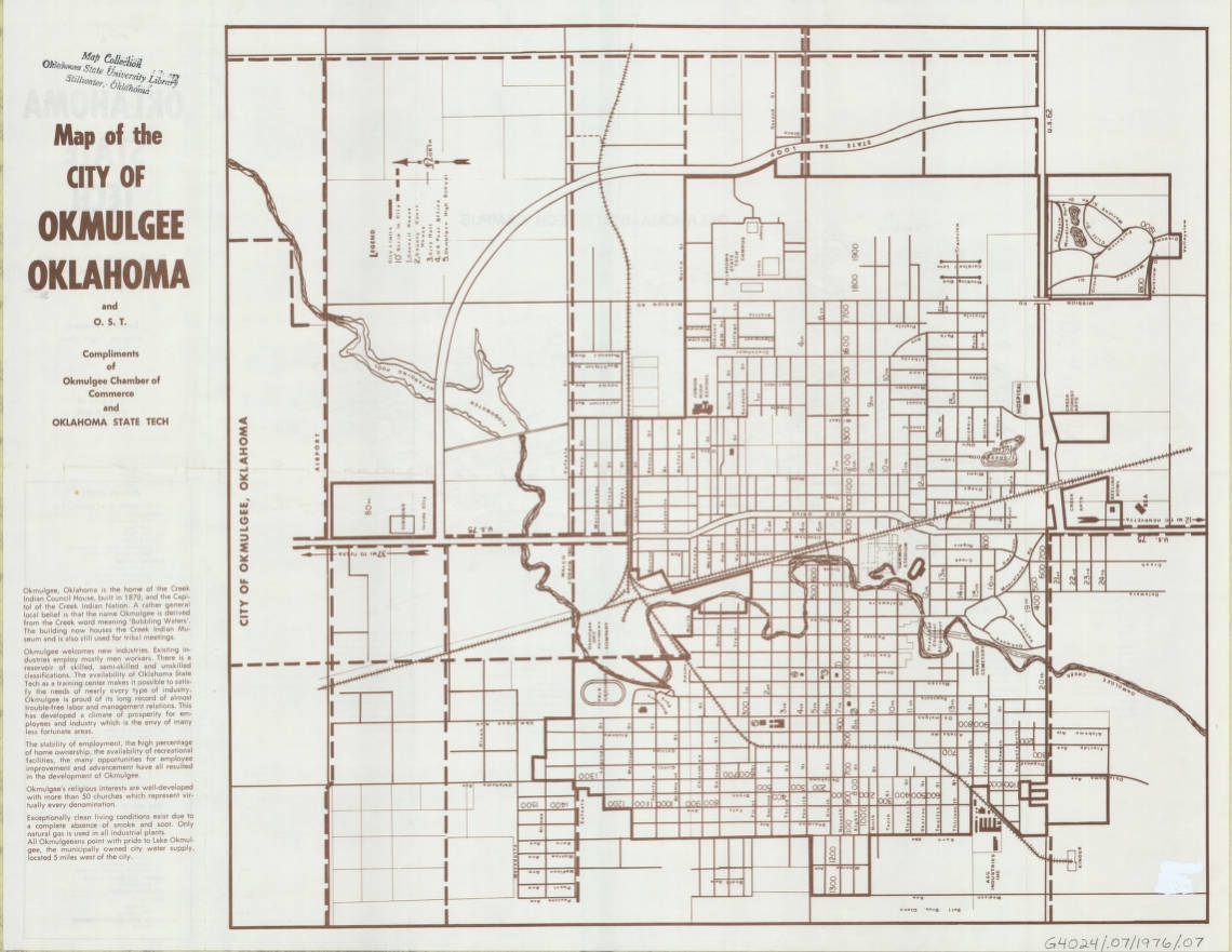 Map Of The City Of Okmulgee Oklahoma And O S T Copyrighted Not Able To Be Reproduced Oklahoma Maps Digital Collections Oklahoma State University