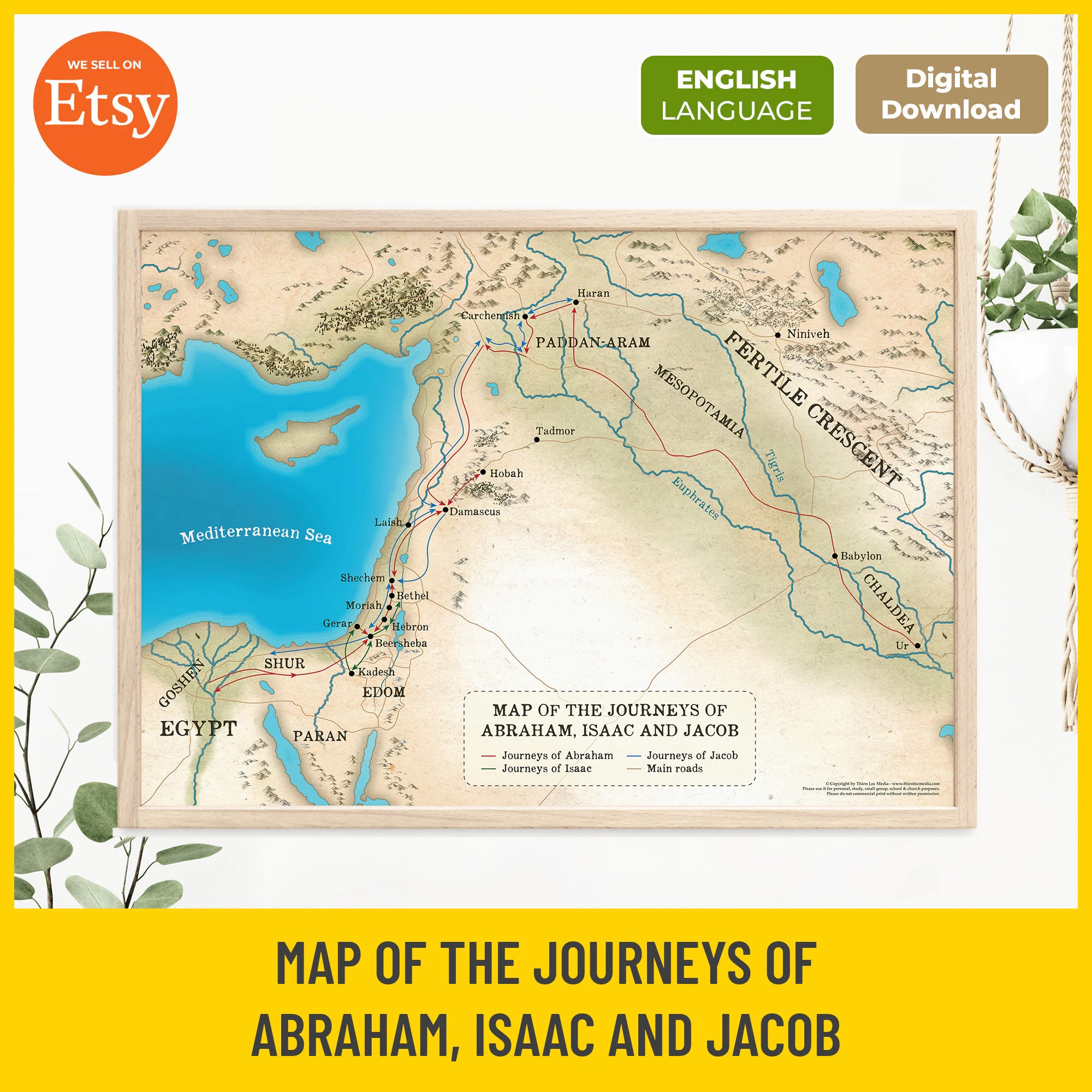 Map Of Abraham S Travels Printable