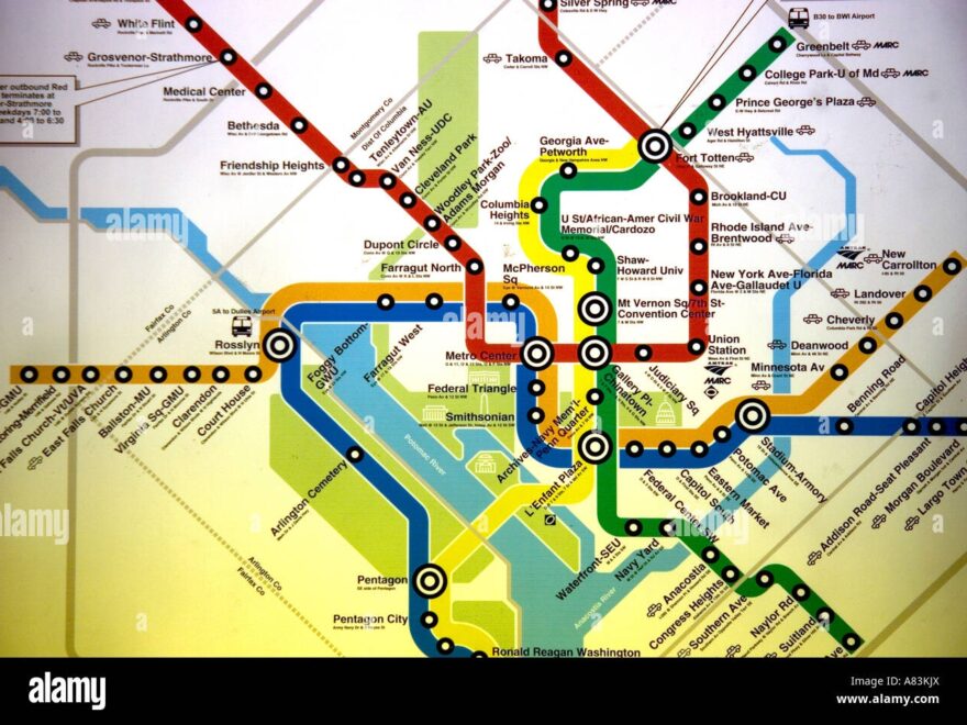 Map Of The Metrorail System In Washington D C Stock Photo Alamy