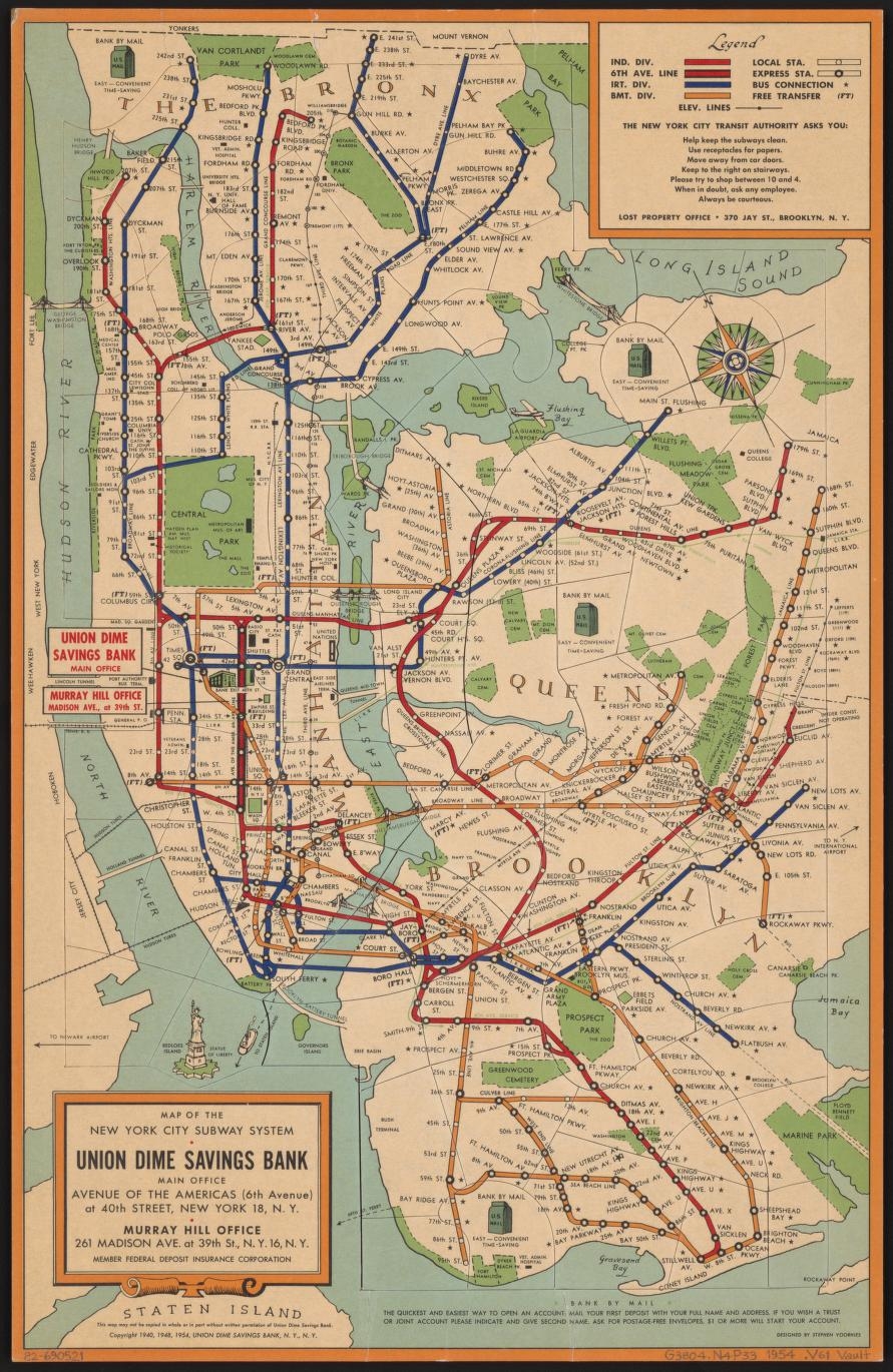 Map Of The New York City Subway System Library Of Congress
