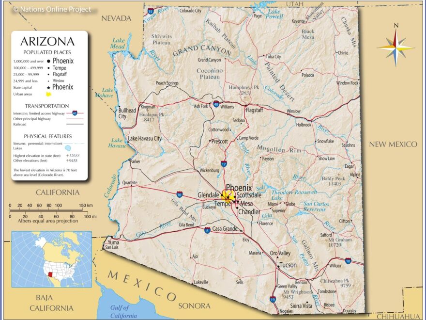 Map Of The State Of Arizona USA Nations Online Project