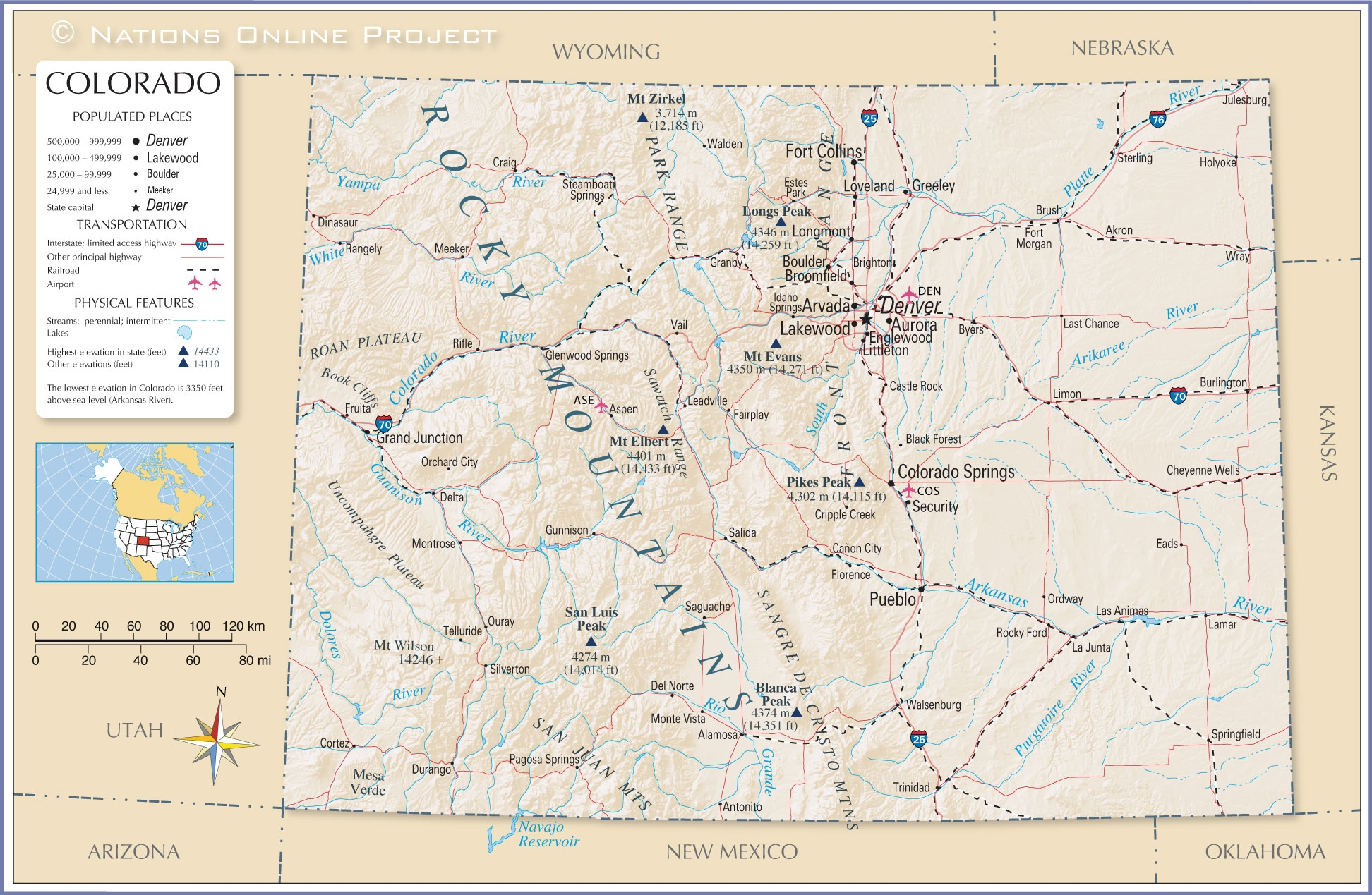 Free Printable Map Of Colorado