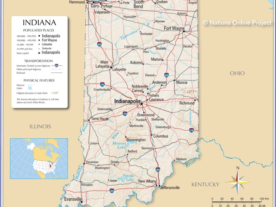 Map Of The State Of Indiana USA Nations Online Project
