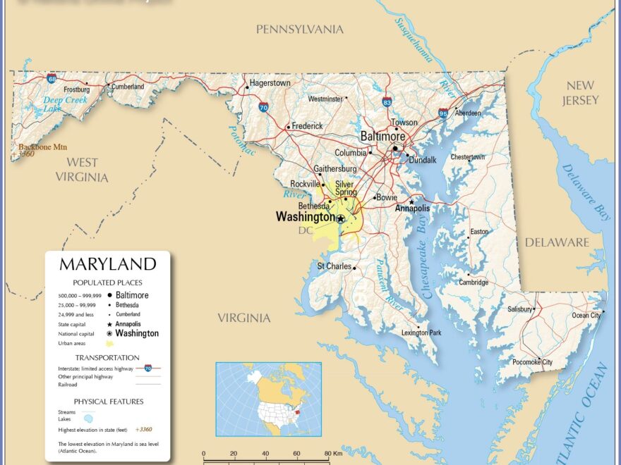 Map Of The State Of Maryland USA Nations Online Project
