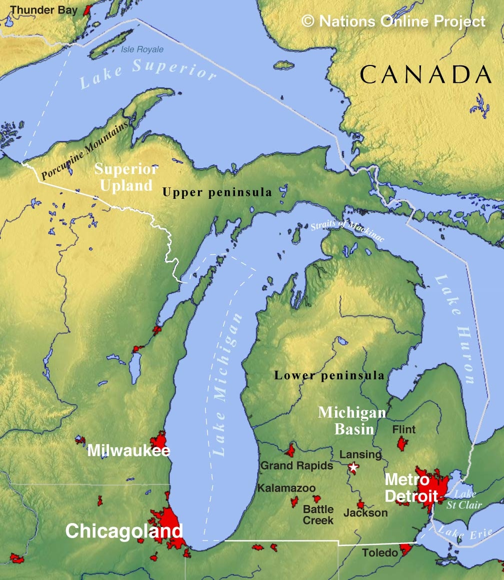 Map Of The State Of Michigan USA Nations Online Project