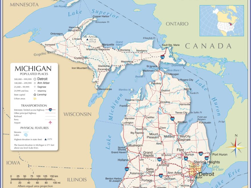 Map Of The State Of Michigan USA Nations Online Project
