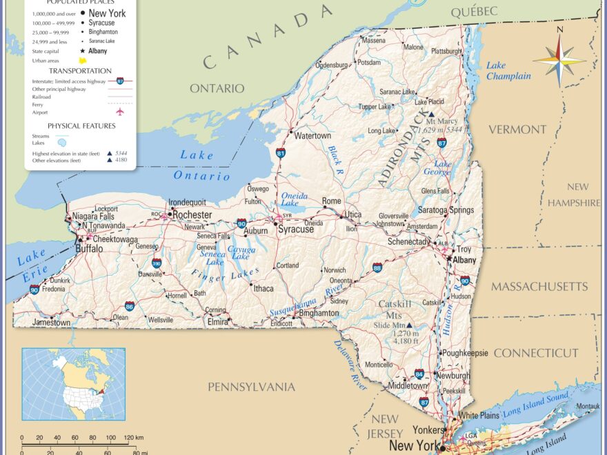 Map Of The State Of New York USA Nations Online Project